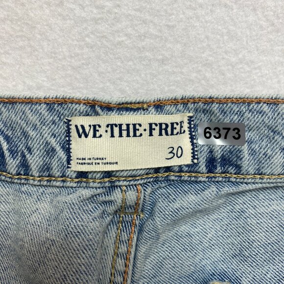 We The Free Jeans Womens 30 Blue Wide Leg High Rise Denim Distressed - Picture 4 of 11